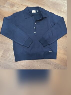 Elie Tahari Deep Navy Polo Knit Top